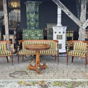 Komplet Mebli Empire – Sofa, 2 Fotele, 2 Krzesła i Stolik (XIX w. / Styl Pierwszego Cesarstwa)