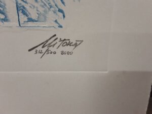 Igor Mitoraj litografia Portret niebieski sygnowana numerowana 312 na 500