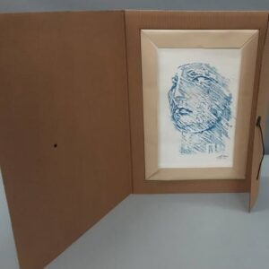 Igor Mitoraj litografia Portret niebieski sygnowana numerowana 312 na 500